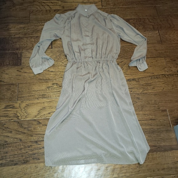 Vintage Ms. Chaus Midi Dress - Fine Pinstriping - Picture 1 of 8